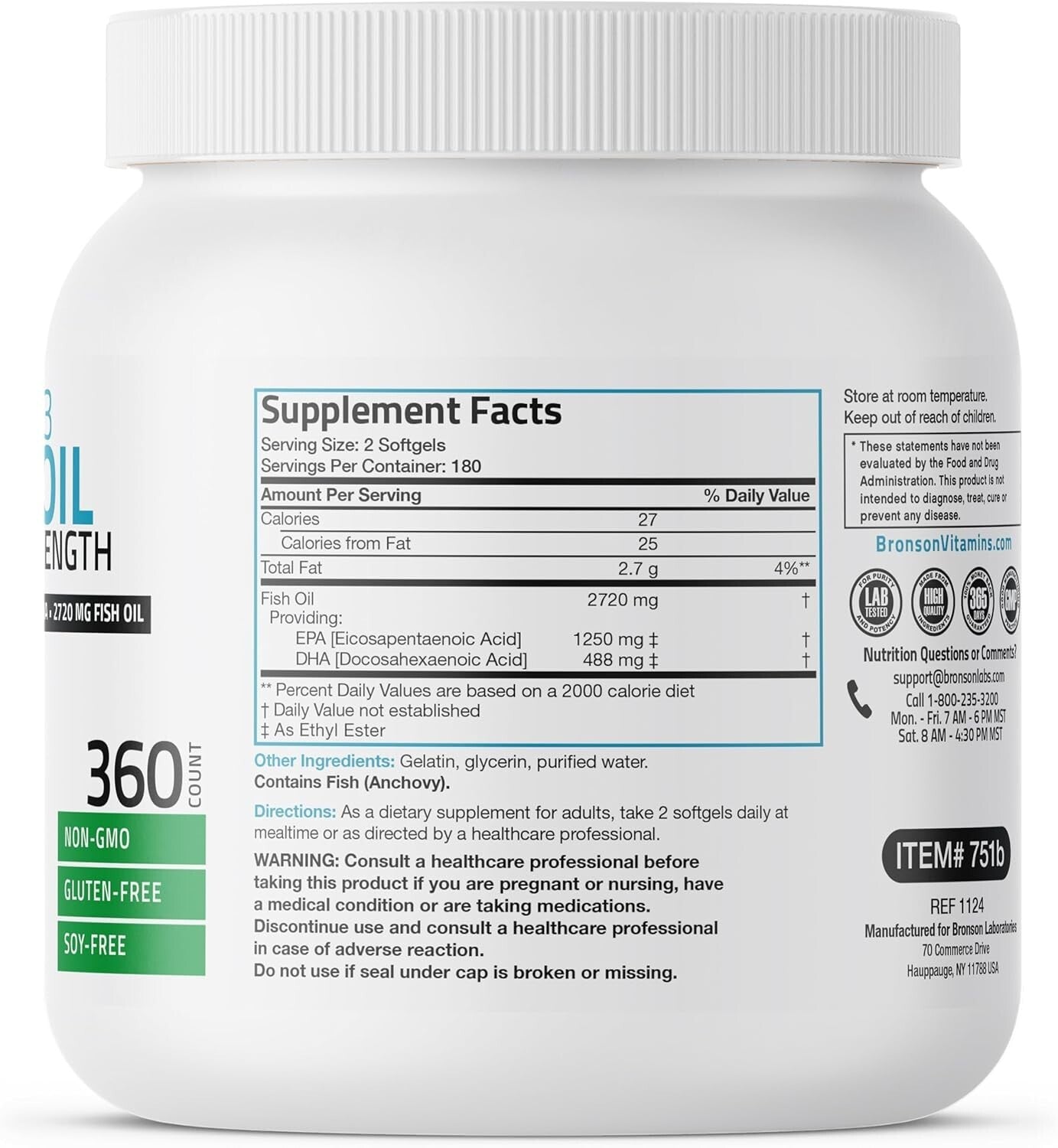 Omega-3 Fish Oil Formula - Supports Heart, Brain & Joint Health, 360 Softgels