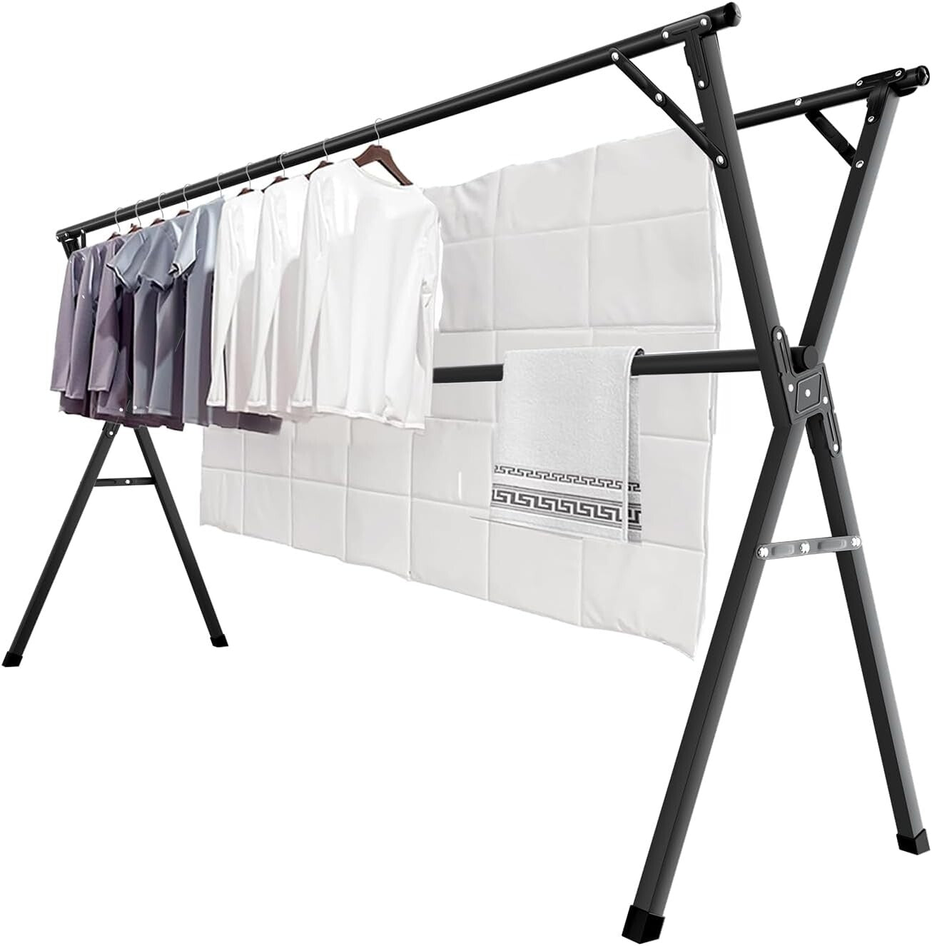 95 Inches Heavy-Duty Stainless Steel Clothes Drying Rack - Foldable & Portable
