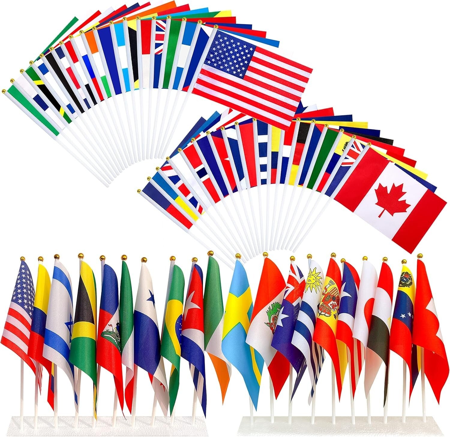 Durable Weather-Resistant 200 Country Flags on Sticks - Perfect for Celebrations