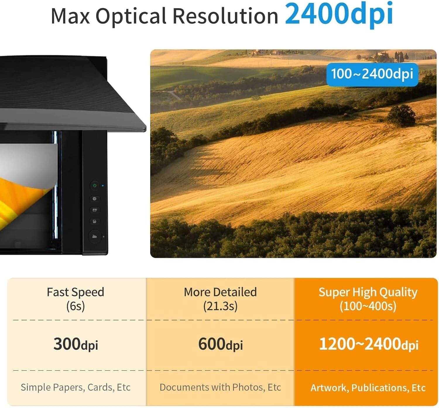 High-Resolution A3 Flatbed Scanner with Auto-Scan - Ideal for Photos & Documents