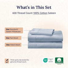 Load image into Gallery viewer, Cooling Twin Bed Sheet Set - 100% Cotton Sateen, Deep Pocket, OEKO-TEX Certified