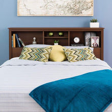 Load image into Gallery viewer, Elegant Full/Queen Bookcase Headboard - Durable Cherry Finish with Storage