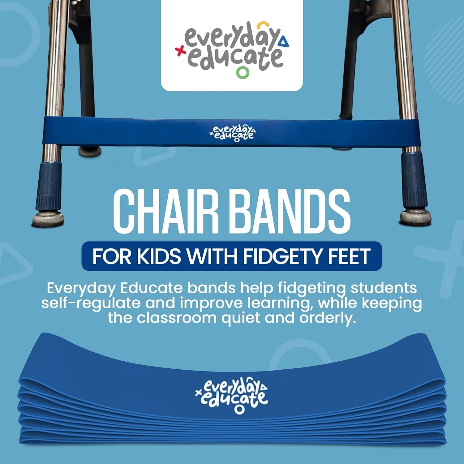 Chair Bands for Kids - Engage Muscles & Improve Focus - 24 Rubber Fidget Bands