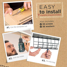 Load image into Gallery viewer, Sleek Black Under Desk Cable Management Rack – Effortless Installation Anywhere