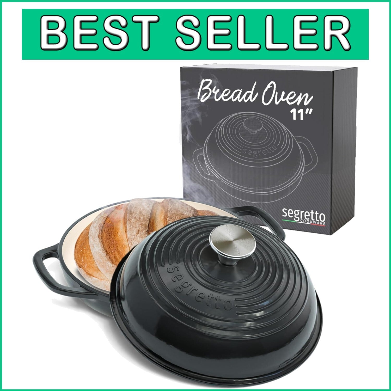 Nero Black Cast Iron Dutch Oven Bread Pan - Ideal for Home Baking Adventures