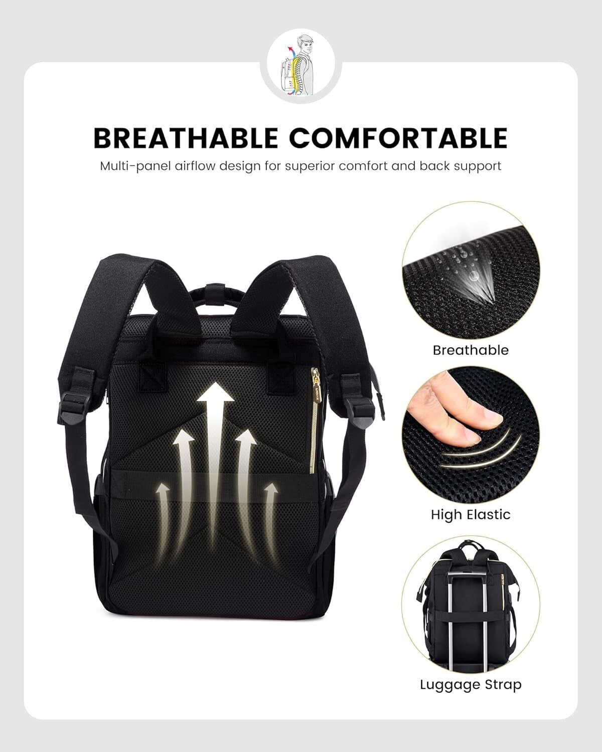 Professional Black Laptop Backpack for Women - Perfect for Teachers and Nurses