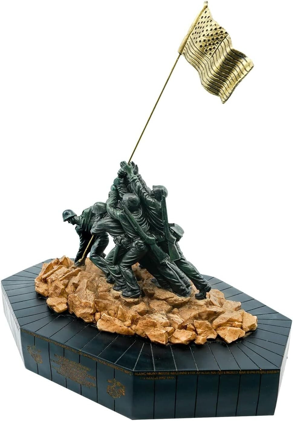 Elegant Antique Finish Iwo Jima Marine Corps Statue - Collectible Home Decor