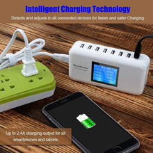 Load image into Gallery viewer, Smart 8-Port USB Charging Station - 2.4A Fast Charge and LCD Status Display