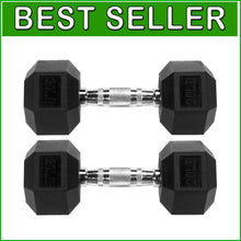 Load image into Gallery viewer, 20LB Rubber Encased Hex Dumbbells - Secure Grip and Floor Protection