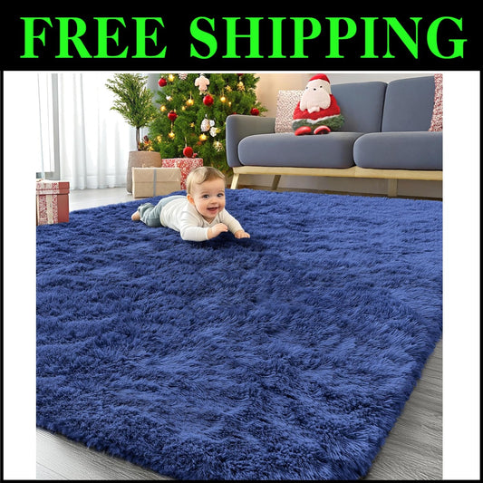 Elegant 8x10 Navy Blue Area Rug - Machine Washable & Eco-Friendly for Any Room