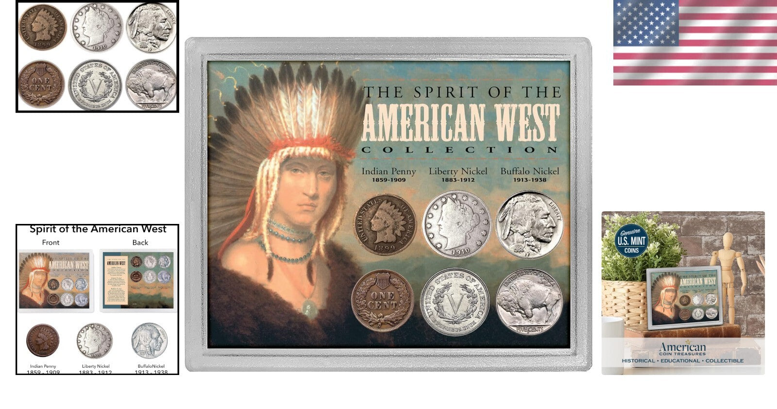 Spirit of The American West Penny & Nickel Coin Collection with Acrylic Case