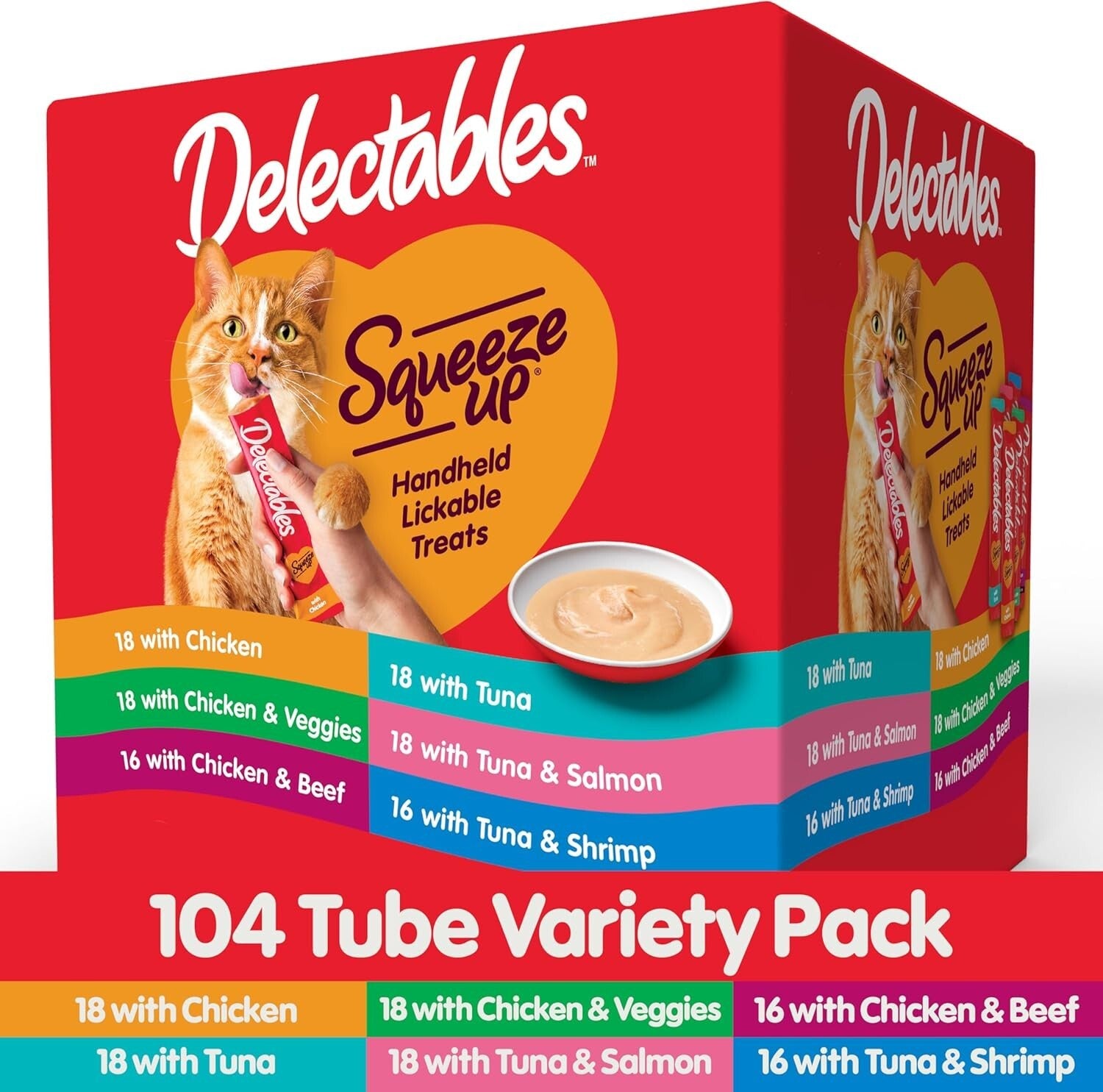 Delectables Squeeze Up Variety Pack - 104 Grain-Free Lickable Cat Treats
