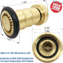 Load image into Gallery viewer, 1-1/2" NST/NH Brass Fire Hose Spray Nozzle - Durable Adjustable Jet Fog Nozzle
