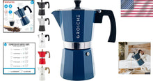 Load image into Gallery viewer, Milano 9-Cup Stovetop Moka Espresso Maker - Modern, Safe &amp; Stylish in Blue