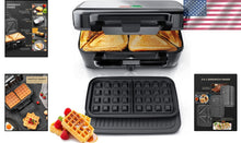 Load image into Gallery viewer, Portable 1200W Waffle Maker &amp; Panini Press - Removable Plates for Easy Cooking