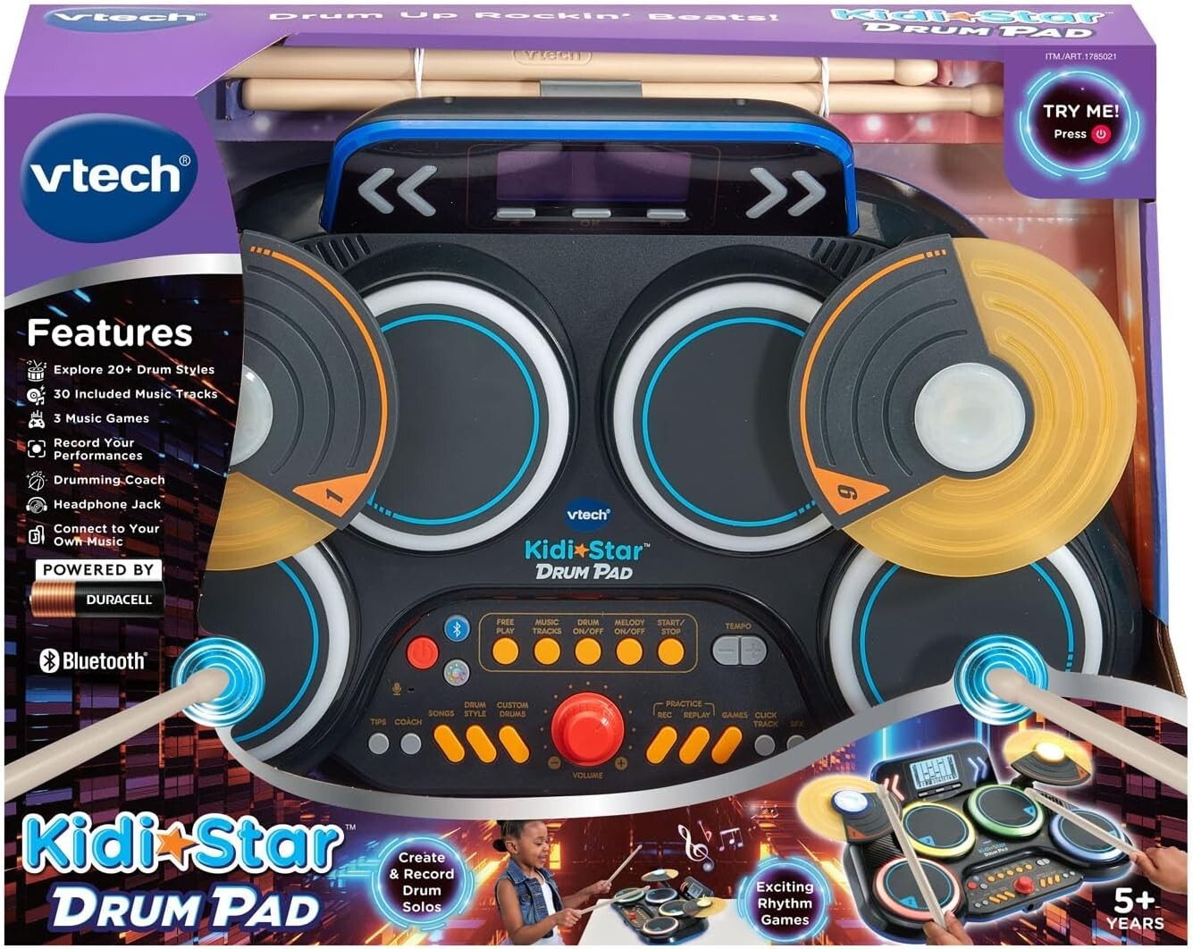 Interactive Kidi Star Drum Pad for Kids - Bluetooth, Recording & Games Included