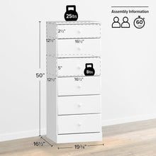Load image into Gallery viewer, Sleek 6-Drawer White Dresser: Durable Tall Chest Perfect for Organized Bedrooms
