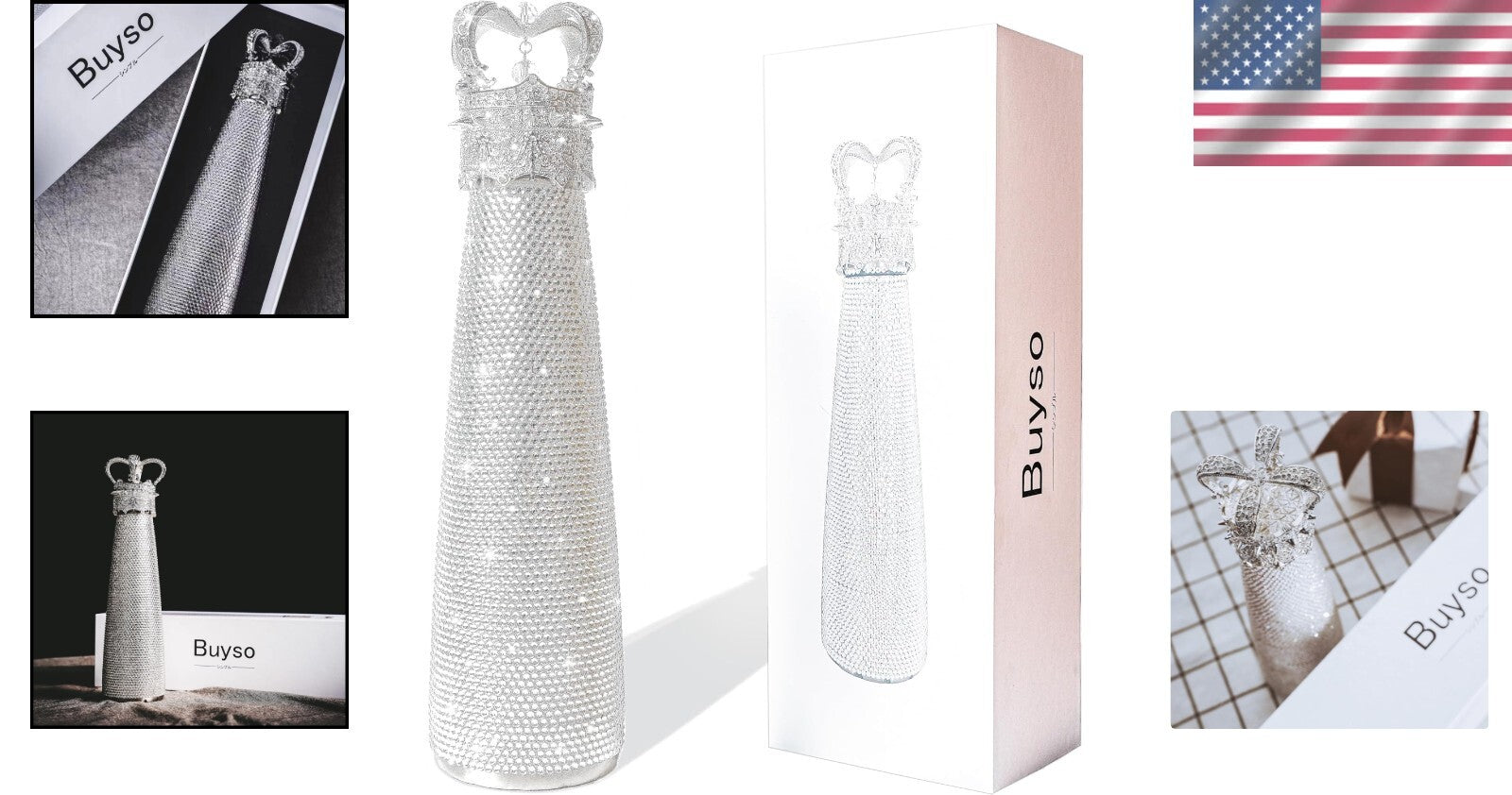 Elegant Rhinestone Insulated Bottle - Aesthetic 500ml Gift for Stylish Women