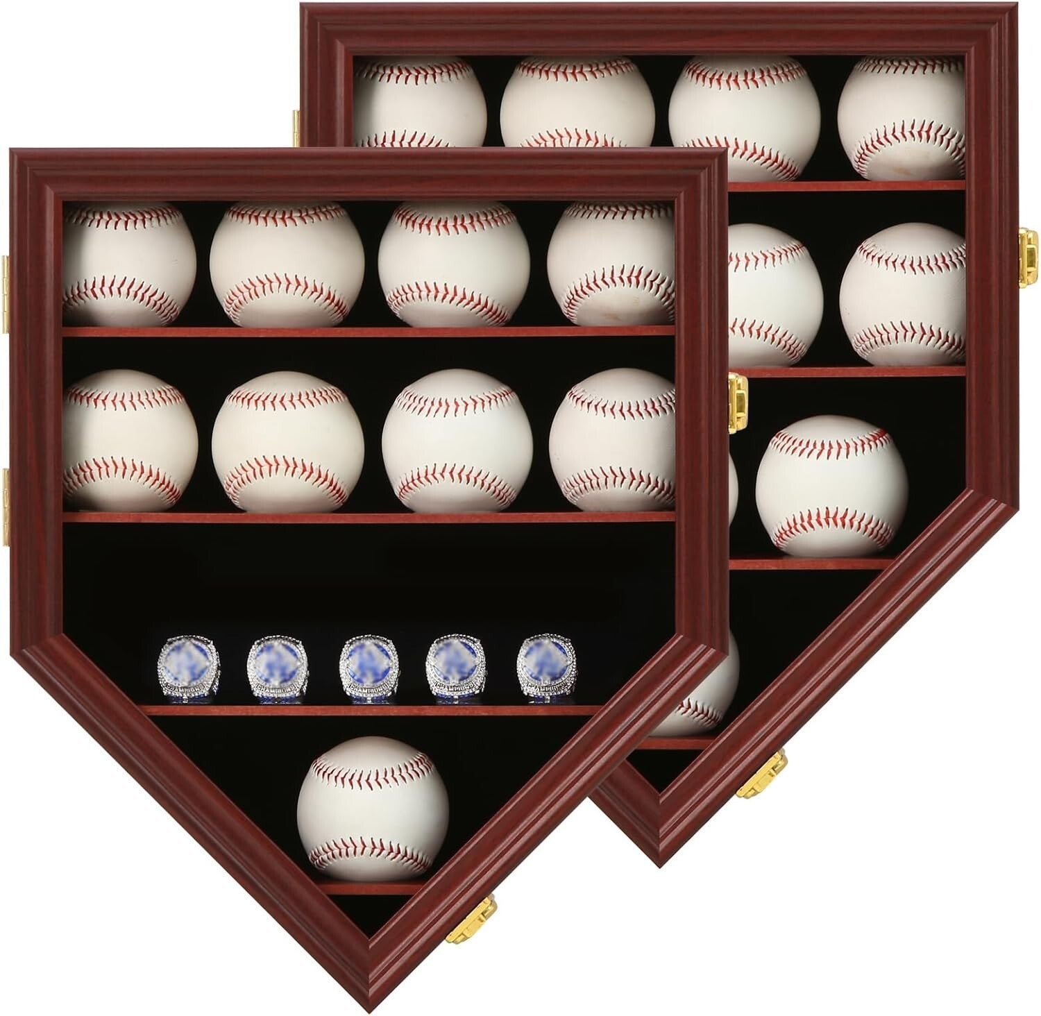Beautifully Crafted Wall-Mounted Mahogany Case for Baseballs - UV & Shatterproof