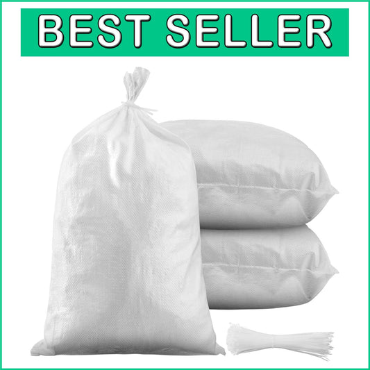 100 Heavy-Duty Waterproof Sandbags with Ties for Flood Protection & Construction