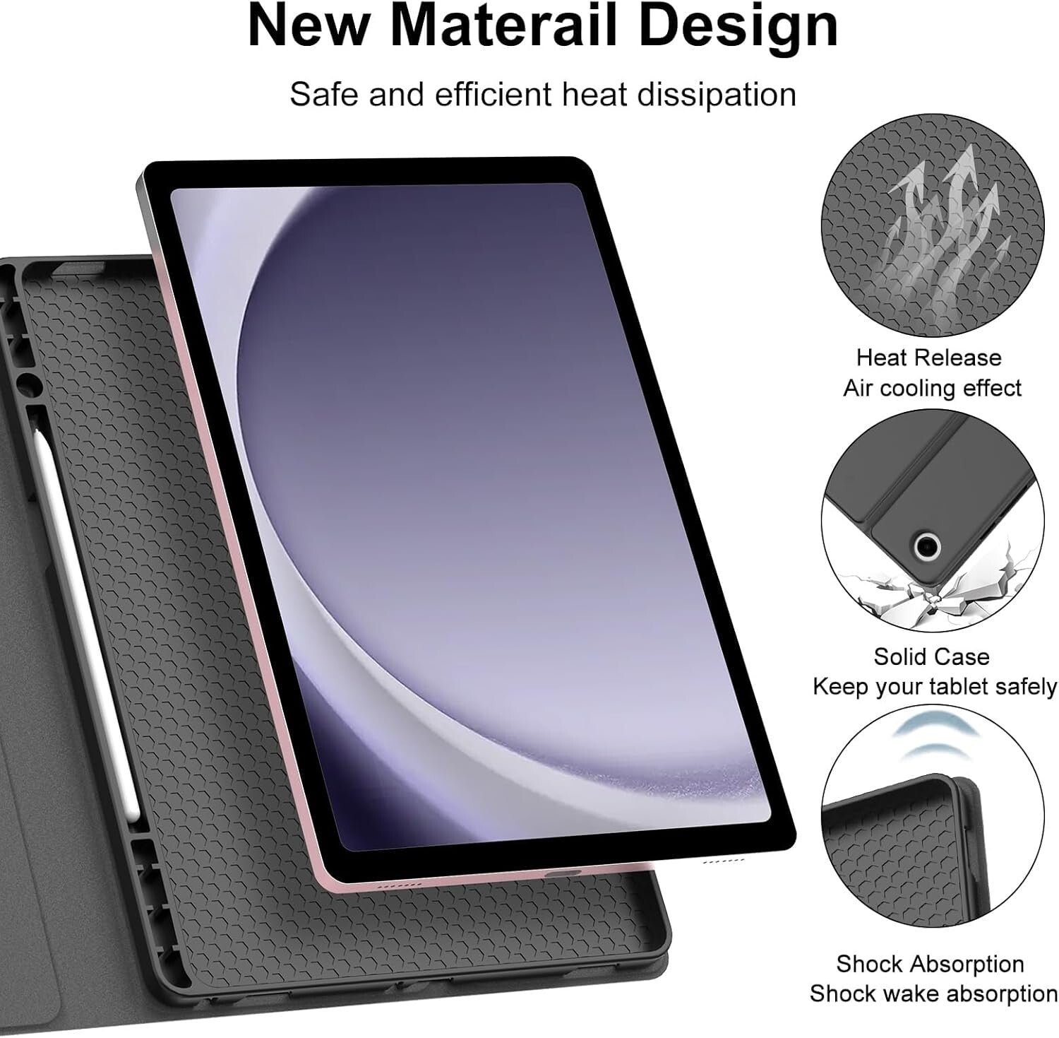 2023 Galaxy Tab A9 Plus 11” Keyboard Case with Adjustable Angles & Battery Saver