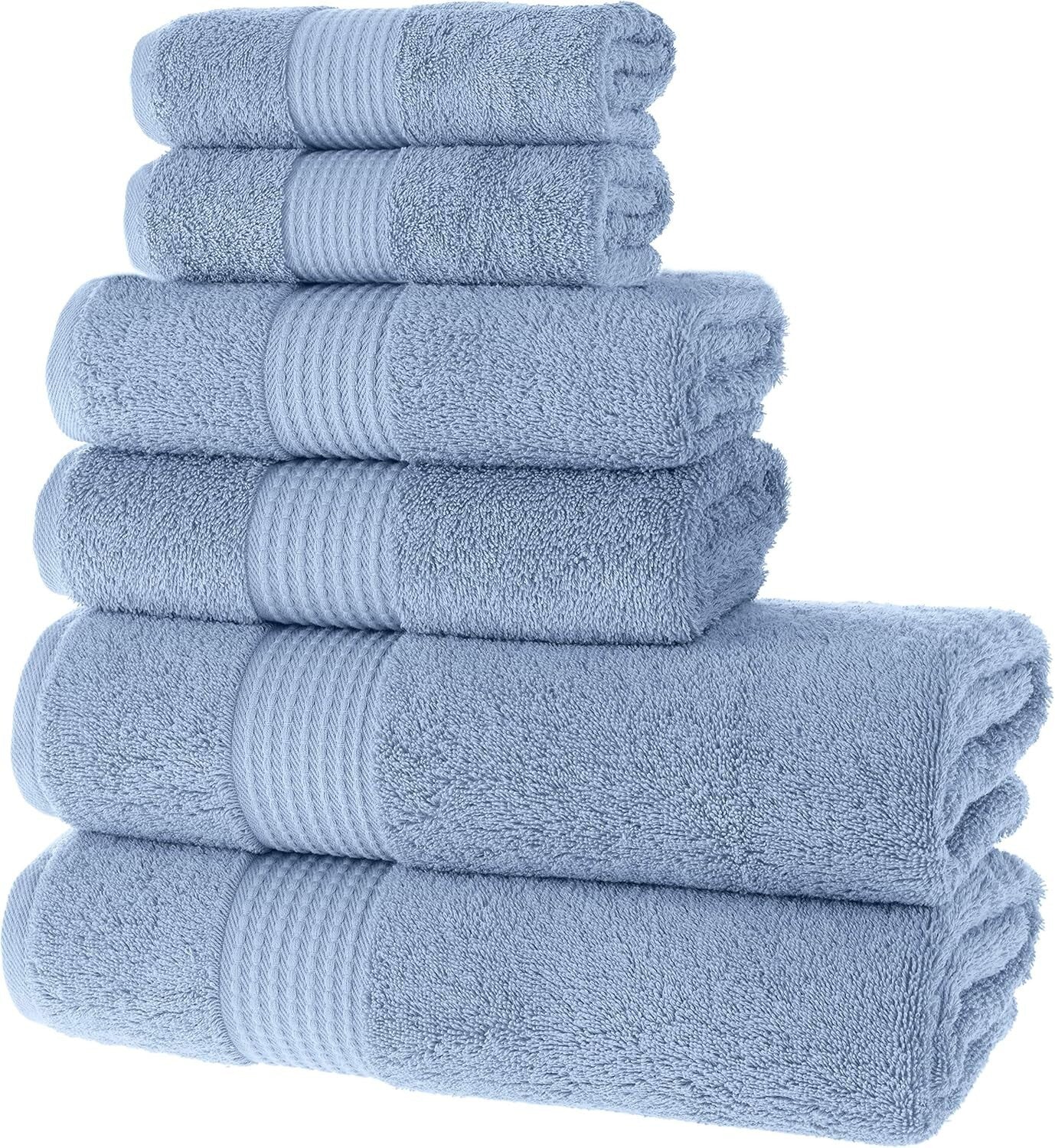 Plush and Absorbent Bath Towel Set - 2 Bath Towels, 2 Hand Towels, 2 Washcloths