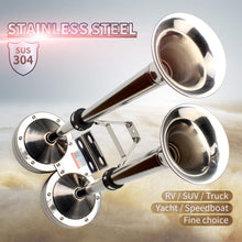 Load image into Gallery viewer, Durable Stainless Steel Dual Trumpet Horn for Boats, RVs, and Off-Road Vehicles
