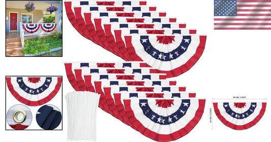 Durable American Pleated Fan Flag - Outdoor Half Fan Banner for Celebrations