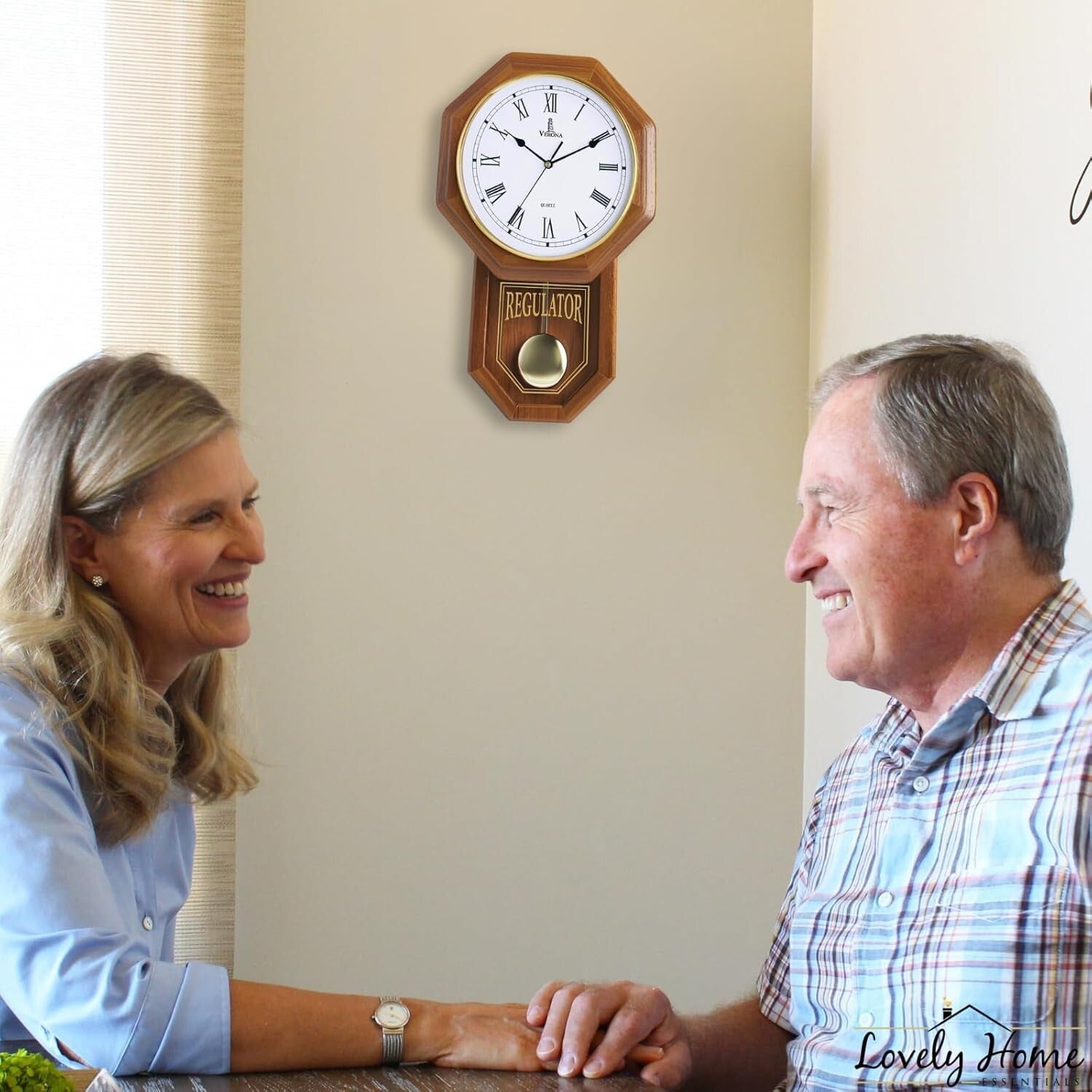 Battery-Operated Non-Chiming Wooden Pendulum Clock - 18" x 11" Classic Decor