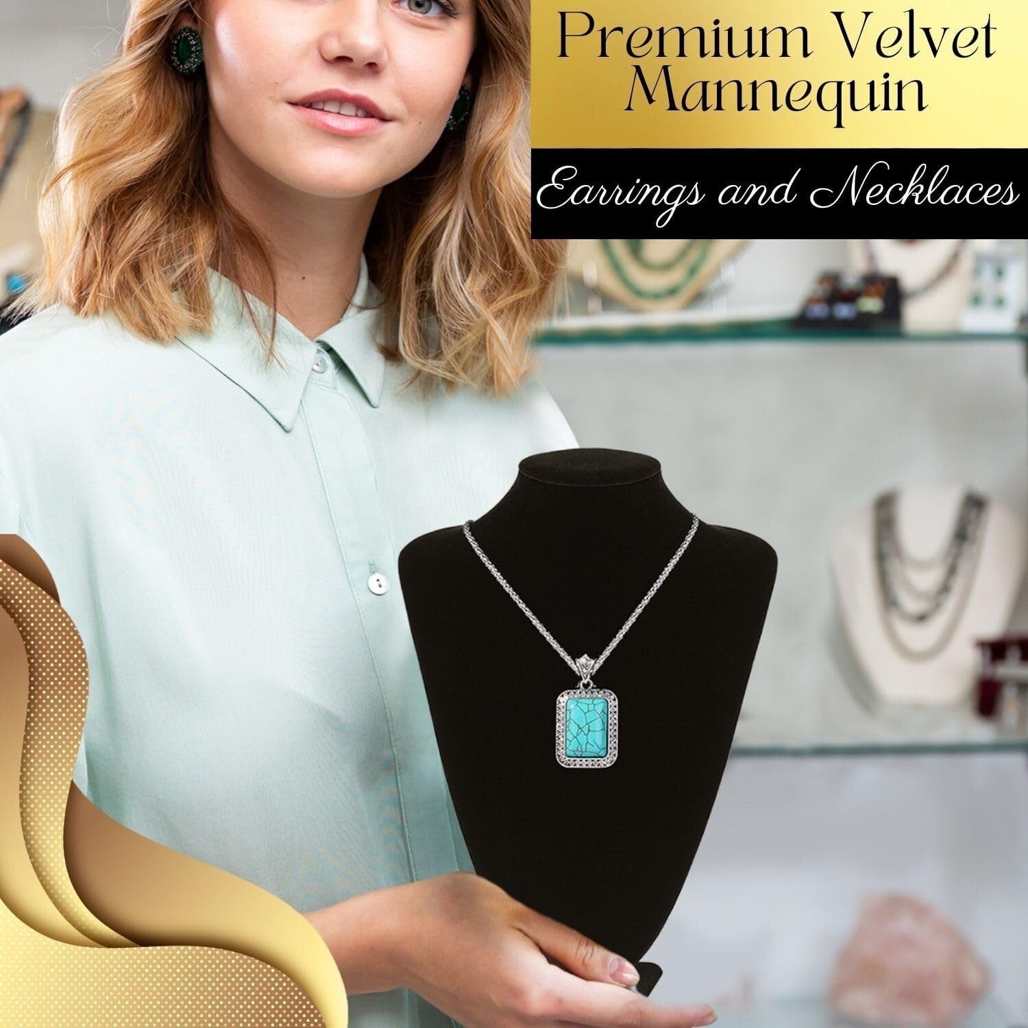 Elegant Black Velvet Necklace Bust Display Stand - 10 Inch, 6 Pack for Boutique
