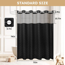 Load image into Gallery viewer, Modern Tufted Chevron Shower Curtain with Snap-on Liner, Black &amp; Light-Filtering