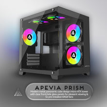 Load image into Gallery viewer, Stylish Prism Micro-ATX Cube Case: 5 ARGB Fans with 366 Modes &amp; Water Cooling