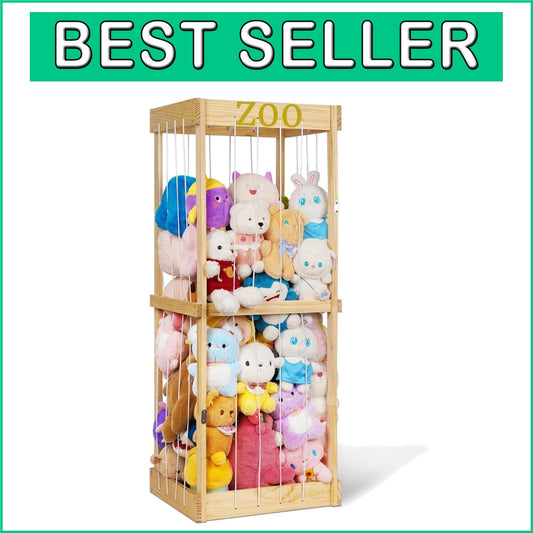 Portable Wooden Stuffed Animal Cage with Accessory Band - Playroom Essential