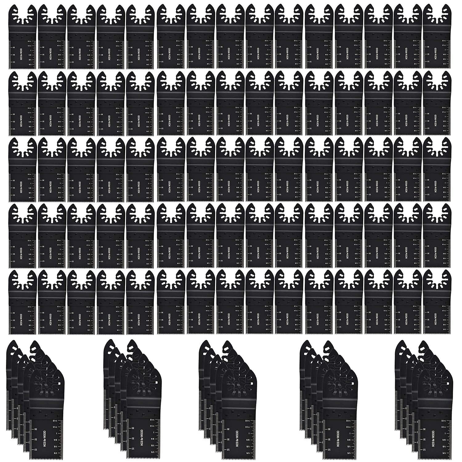 100 High Carbon Oscillating Blades Set with Built-in Length Markers - Wood Use