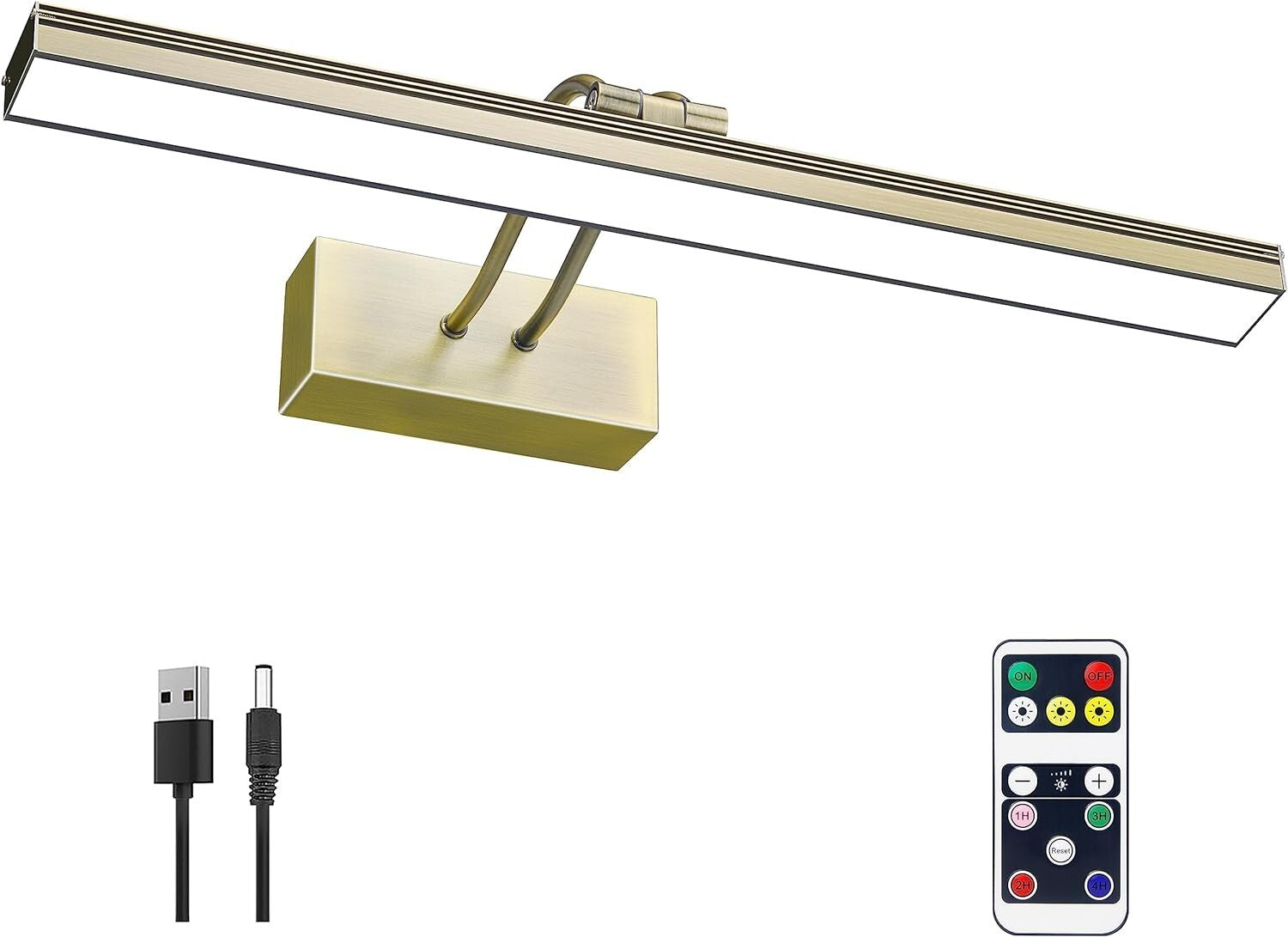 Elegant 16" Picture Light with Remote for Artwork, Adjustable & Timed in Brass