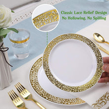 Load image into Gallery viewer, Complete Gold Lace 175 Ct Dinnerware Set - Perfect for Weddings &amp; Celebrations
