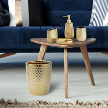 Load image into Gallery viewer, Stylish Open-Top Gold Trash Can - Durable Ceramic Waste Container for Any Room