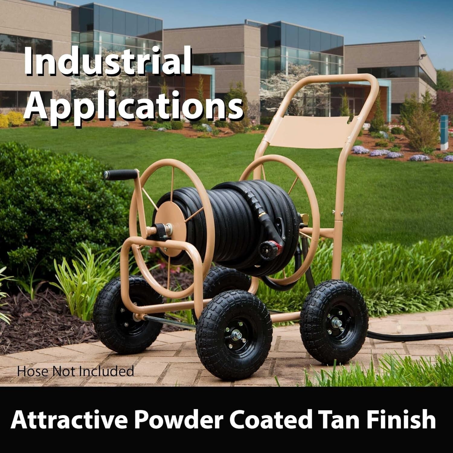 Durable Manual Hose Reel Cart - 300ft Capacity & Smooth Rolling Pneumatic Tires