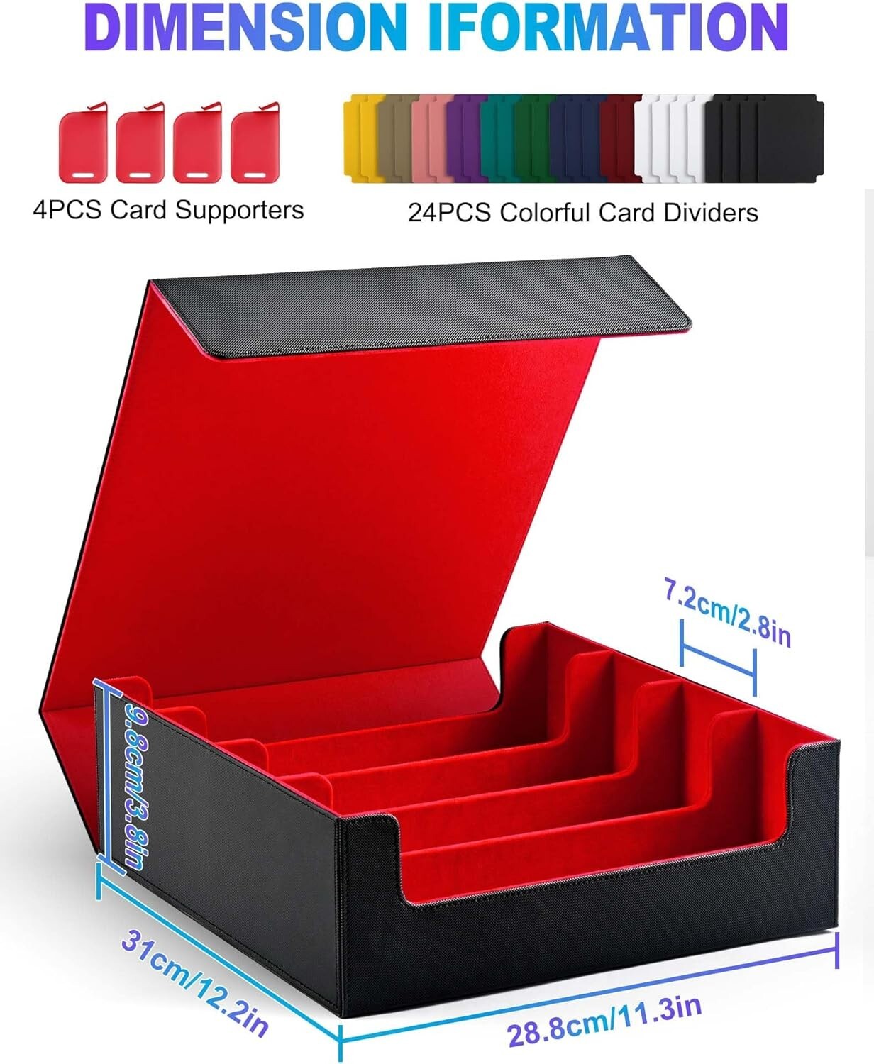 Premium MTG Commander Deck Box with Colorful Dividers and Magnetic Closure