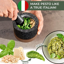 Load image into Gallery viewer, Extra Large Natural Granite Mortar and Pestle with Stylish Acacia Wood Stand