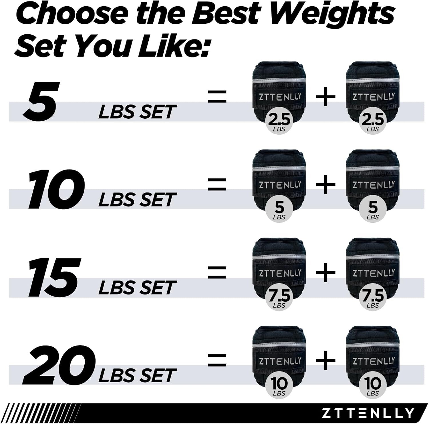 Eco-Friendly Adjustable Ankle Weights with Reflective Safety Trim & Carry Bag