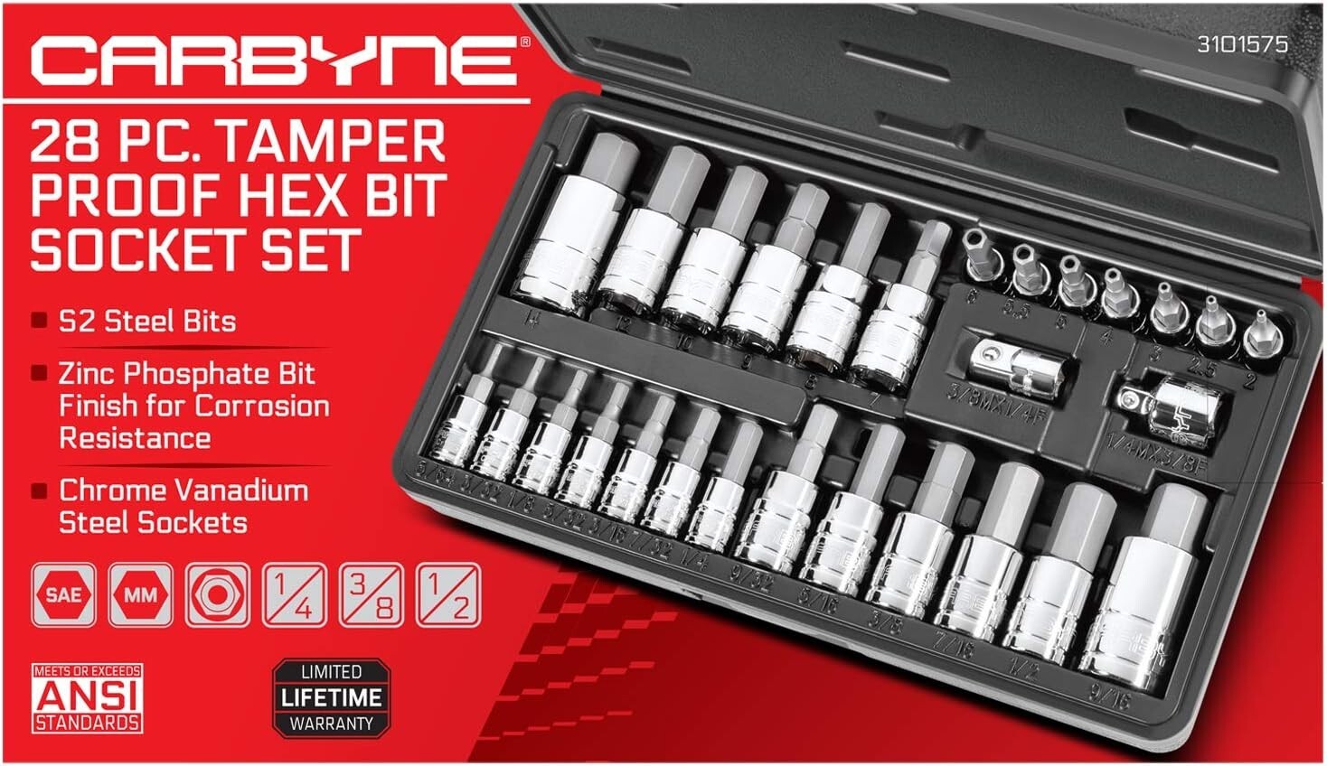 Best-in-Class 28 Piece Tamper-Proof Hex Bit Socket Set - Durable & Reliable