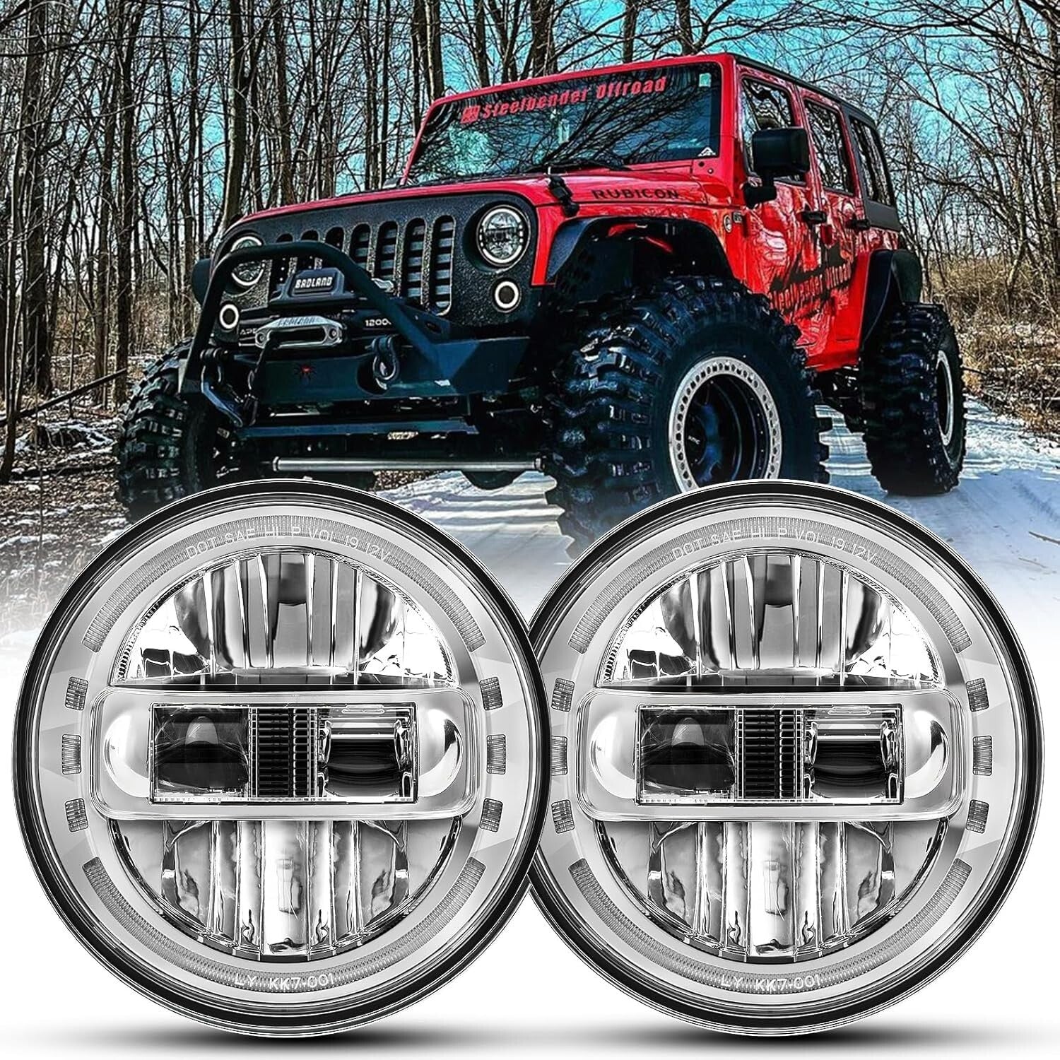 Upgraded 1200% Bright 7-Inch LED Headlights for Jeep Wrangler JKU JK 1997-2018