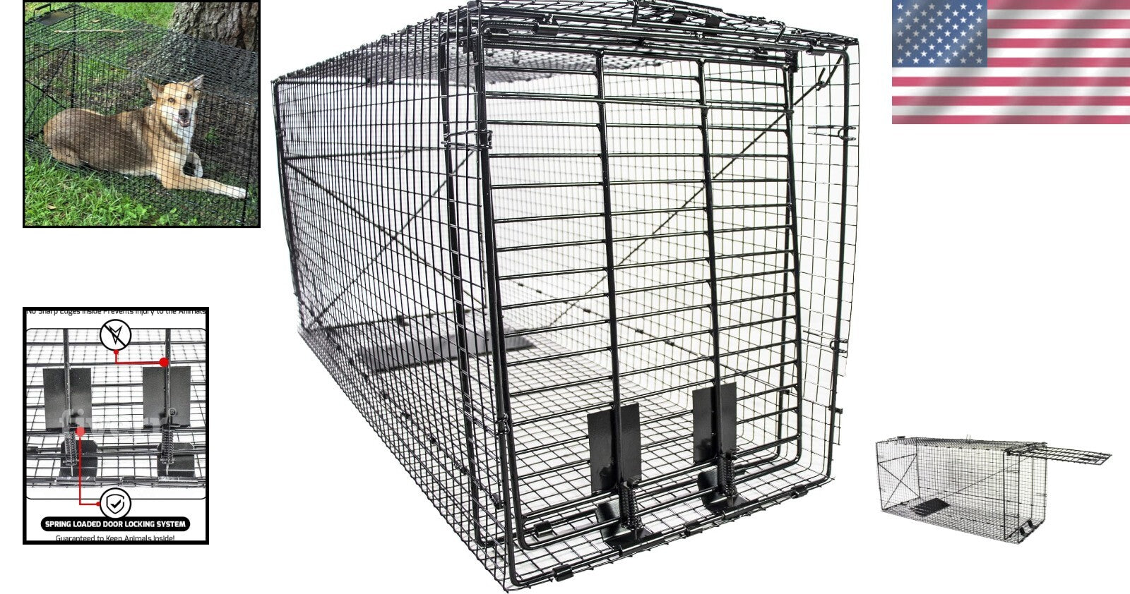 Durable 50 Inch Black Animal Trap - Capture Groundhogs, Coyotes Safely