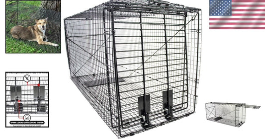 Durable 50 Inch Black Animal Trap - Capture Groundhogs, Coyotes Safely