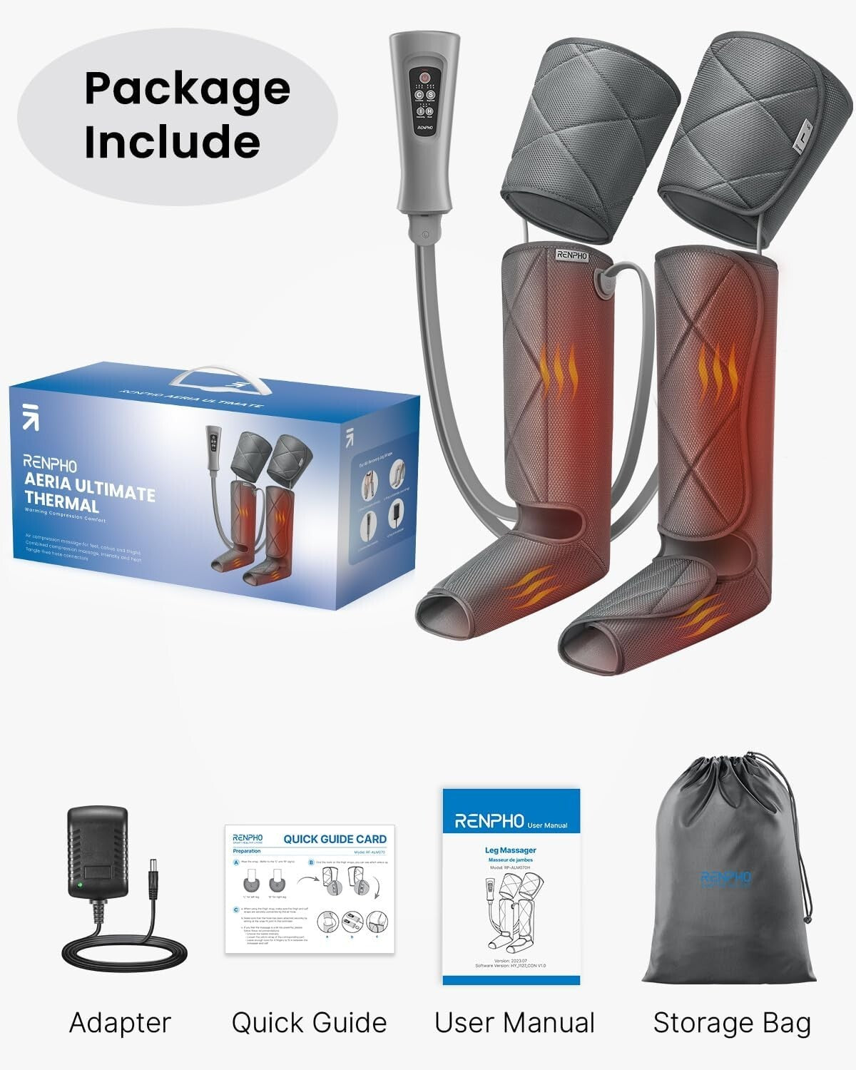 Effective Leg Massager with Heating Therapy for Ultimate Relaxation - Grey