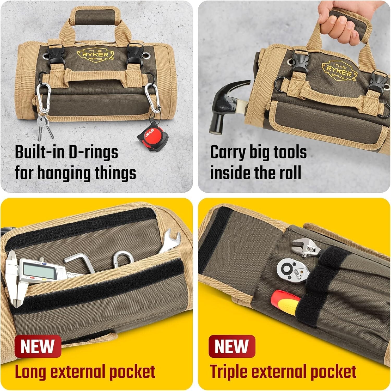 Versatile Heavy-Duty Tool Roll Organizer for Mechanics, Electricians, and Dad