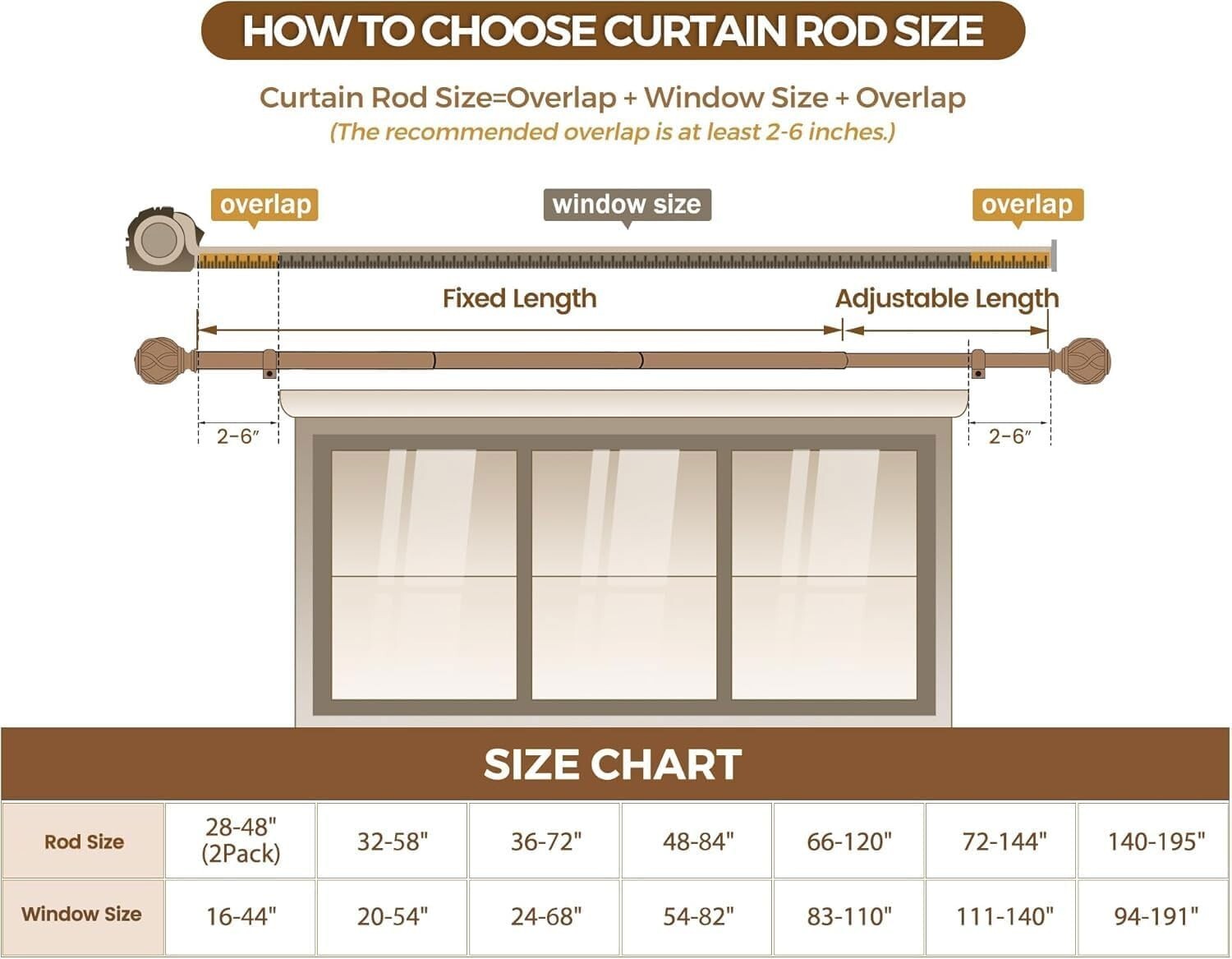 Elegant Telescoping Curtain Rod Set in Antique Silver - 28 to 48 Inch Adjustable