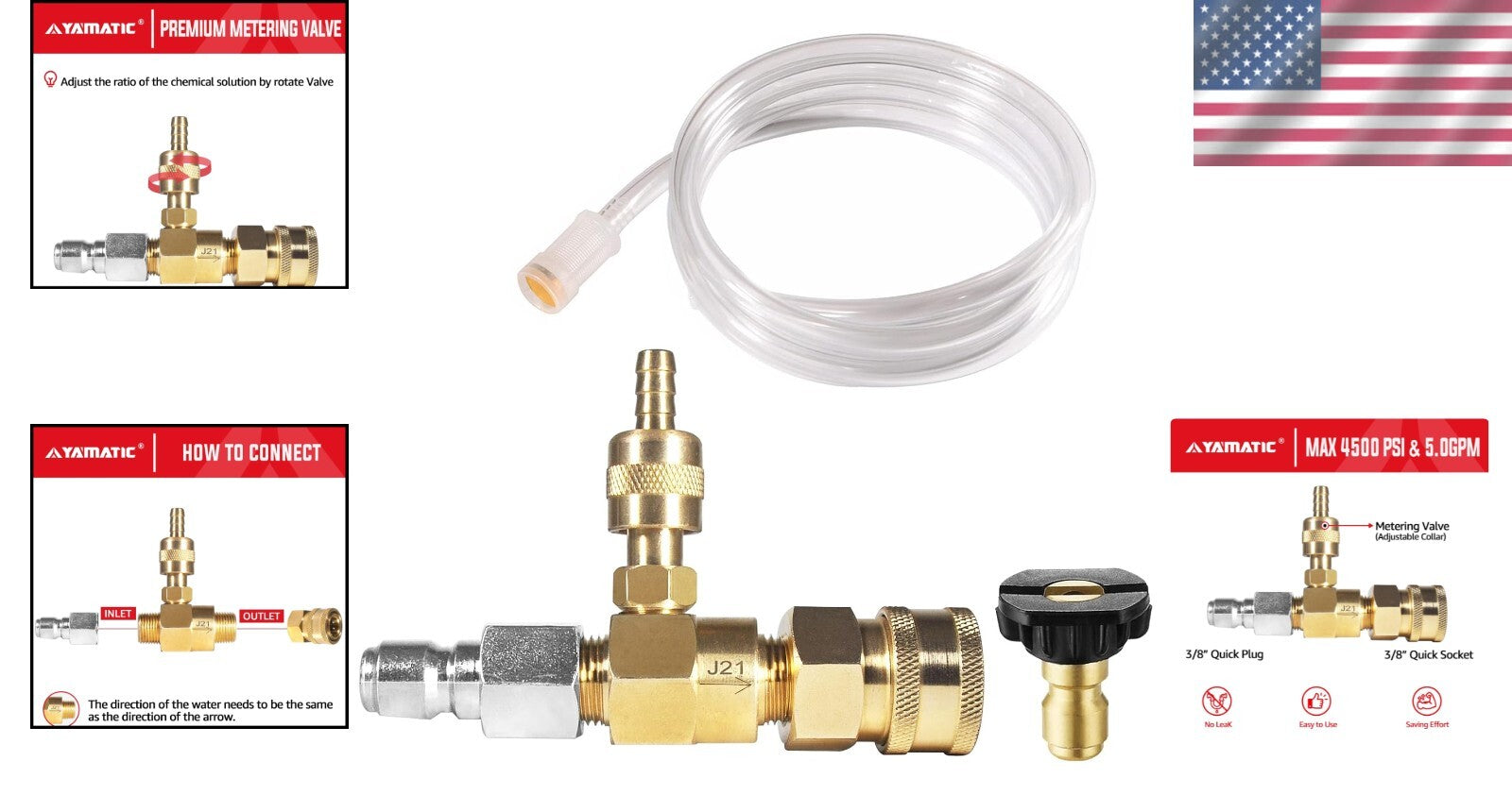 Adjustable Chemical Injector Kit for Pressure Washers - Maximum 4500 PSI