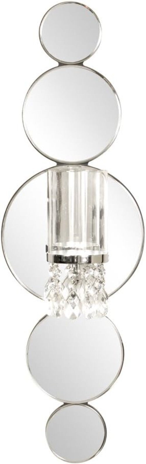 Captivating Mirrored Candle Sconce with Crystal Drops - Ideal for Elegant Spaces
